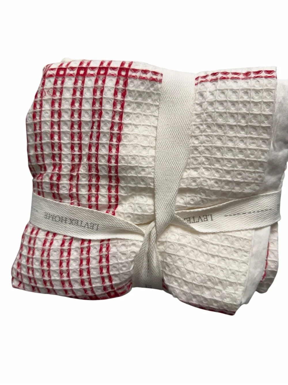 Levtex Home Peppermint Plaid 100% Cotton Euro Sham Set of 2 26x26 Red White NWT